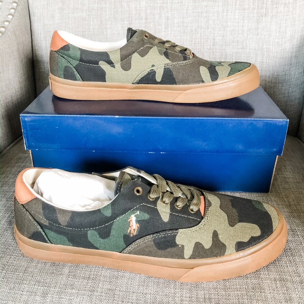 NIB Polo Ralph Lauren Thornton Camo Canvas Sneaker - Picture 6 of 8